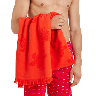 Others Solid - Fouta in terry cloth Turtles Jacquard, Poppy red supp4 Others Solid - Fouta in terry cloth Turtles Jacquard, Poppy red supp4