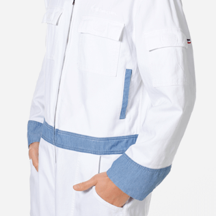 Men Others Solid - Men Cotton Linen Jumpsuit, White supp1 Men Others Solid - Men Cotton Linen Jumpsuit, White supp1