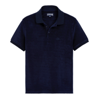 Men Others Solid - Men Terry Cloth Polo Shirt Solid, Navy front view
