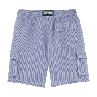 Jungen Andere Grafisch - Gestreifte Leinen-Bermudashorts, Himmelblau back Jungen Andere Grafisch - Gestreifte Leinen-Bermudashorts, Himmelblau back