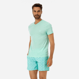 Men Others Solid - Men Mercerized Cotton T-Shirt V-neck Solid, Mint frontworn Men Others Solid - Men Mercerized Cotton T-Shirt V-neck Solid, Mint frontworn