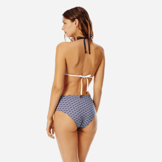 Women High waist Printed - Women high-waisted brief bikini Bottom Reverso, Navy backworn Women High waist Printed - Women high-waisted brief bikini Bottom Reverso, Navy backworn