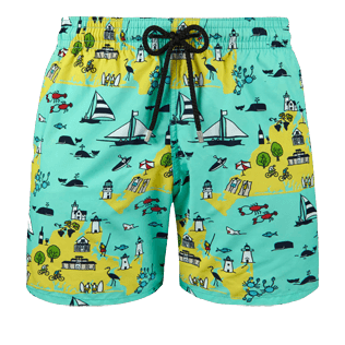 Hombre Clásico Estampado - Bañador con estampado Martha's Vineyard para hombre, Menta front Hombre Clásico Estampado - Bañador con estampado Martha's Vineyard para hombre, Menta front