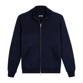 Hombre Autros Liso - Sudadera de algodón con cremallera delantera para hombre, Azul marino front Hombre Autros Liso - Sudadera de algodón con cremallera delantera para hombre, Azul marino front