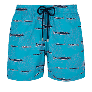 Men Classic Embroidered - Men Swim Trunks Coral & Fish - Limited Edition, Curacao front Men Classic Embroidered - Men Swim Trunks Coral & Fish - Limited Edition, Curacao front