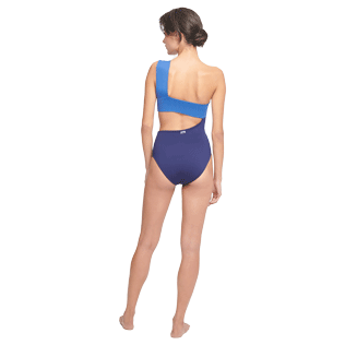 Mujer Una pieza Liso - Bañador de una sola pieza de color liso para mujer, Batik azul backworn Mujer Una pieza Liso - Bañador de una sola pieza de color liso para mujer, Batik azul backworn