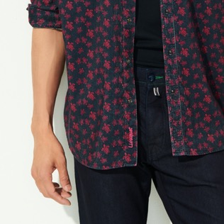 Men Others Printed - Men Corduroy Overshirt Micro Ronde Tortues, Navy details view 2