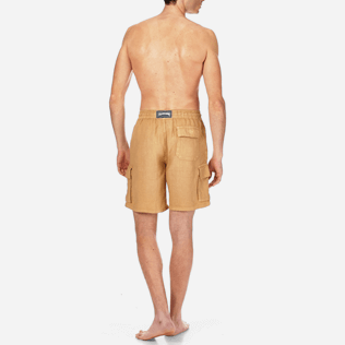 Men Others Solid - Men Cargo Linen Bermuda Shorts Solid, Hazelnut backworn Men Others Solid - Men Cargo Linen Bermuda Shorts Solid, Hazelnut backworn