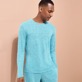 Unisex Linen Jersey T-Shirt Solid Heather azure vista frontal desgastada Unisex Linen Jersey T-Shirt Solid Heather azure vista frontal desgastada