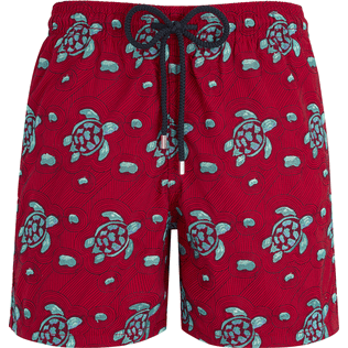 Hombre Clásico Bordado - Bañador bordado con estampado Turtles Jewels para hombre - Edición Limitada, Rojo vista frontal