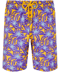 Herren Klassische kurze Bedruckt - Lange Octopus Band Badeshorts für Herren, ultraleicht und verstaubar, Yellow Vorderansicht