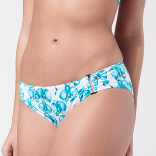 Women Swim brief and Boxer Printed - Women Bikini Bottom Midi Brief Orchidees, White details view 1