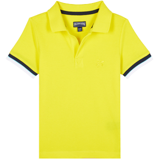 Boys Others Solid - Boys Cotton Pique Polo Shirt Solid, Lemon front Boys Others Solid - Boys Cotton Pique Polo Shirt Solid, Lemon front