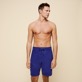 Men Others Solid - Unisex Terry Bermuda Solid, Purple blue front worn view