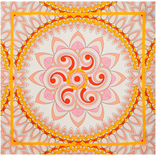 Others Printed - Square Silk Scarf Mandala, Camellia front view