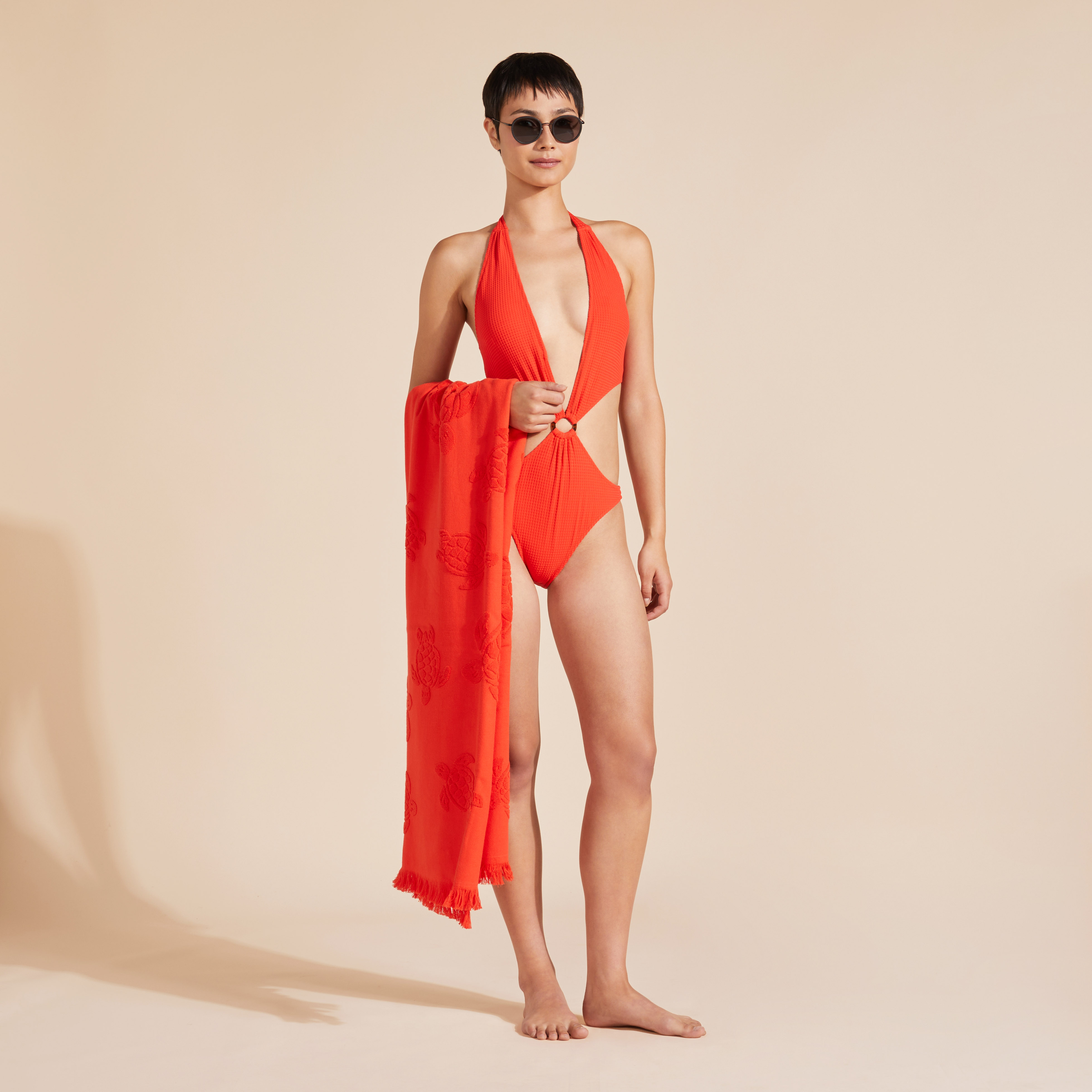 Women Trikini One piece Swimsuit Jacquard Vichy Vilebrequin