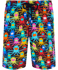 Men Long classic Printed - Men Swimwear Long Multicolore Medusa, Navy front view