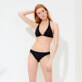 Mujer Braguitas Liso - Braguitas de bikini de talle medio con estampado Ecailles de Tortues para mujer, Negro vista frontal desgastada