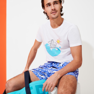 Hombre Autros Estampado - Camiseta de algodón orgánico con estampado Surf para hombre, Blanco detalles vista 2