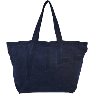 Altri Unita - Borsa da spiaggia grande in spugna tinta unita Jacquard, Blu marine back Altri Unita - Borsa da spiaggia grande in spugna tinta unita Jacquard, Blu marine back