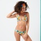 Damen Fitted Bedruckt - Marguerites Midi-Bikinihose für Damen, Weiss Vorderseite getragene Ansicht
