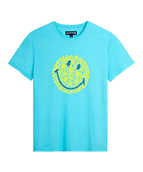Men Others Printed - Men Cotton T-shirt Turtles Smiley - Vilebrequin x Smiley®, Lazulii blue front view