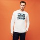 Men Others Printed - Men Cotton T-Shirt Requins 3D, Off white front worn view Men Others Printed - Men Cotton T-Shirt Requins 3D, Off white front worn view