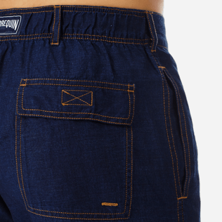 Uomo Altri Unita - Bermuda a sigaretta uomo in misto lino e cotone tinta unita, Indaco supp1 Uomo Altri Unita - Bermuda a sigaretta uomo in misto lino e cotone tinta unita, Indaco supp1