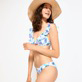 Damen Klassische Höschen Bedruckt - Flash Flowers Midi-Bikinihose für Damen, Purple blue Details Ansicht 2