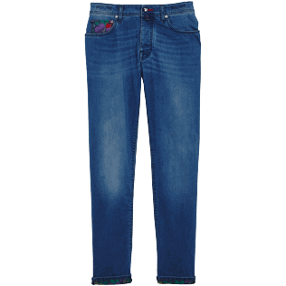 Men Others Printed - Men 5 Pockets Tropical Turtles Printed Denim Pants, Med denim w2 front Men Others Printed - Men 5 Pockets Tropical Turtles Printed Denim Pants, Med denim w2 front