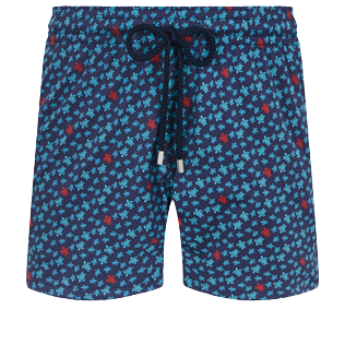 Men Stretch classic Printed - Men Stretch Swimwear Micro Ronde Des Tortues Tricolore, Navy front view