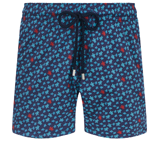 Picture of Men Stretch classic Printed - Men Stretch Swim Trunks Micro Ronde Des Tortues Tricolore, Navy front view Picture of Men Stretch classic Printed - Men Stretch Swim Trunks Micro Ronde Des Tortues Tricolore, Navy front view