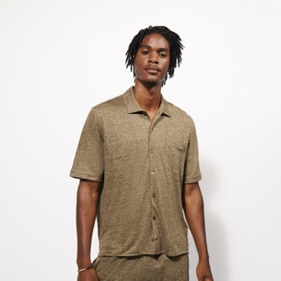 Hombre Autros Liso - Camisa unisex en lino de color liso, Pepper heather detalles vista 1