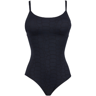 Femme UNE PIECE Uni - Maillot de bain Une Pièce femme Décolleté Arrondi Ecailles de Tortues, Noir front Femme UNE PIECE Uni - Maillot de bain Une Pièce femme Décolleté Arrondi Ecailles de Tortues, Noir front