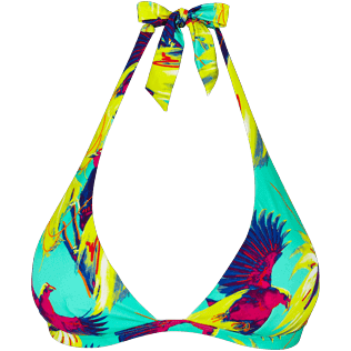 Donna Tops Stampato - Top bikini donna a triangolo Birds of Paradise, Veronese green front Donna Tops Stampato - Top bikini donna a triangolo Birds of Paradise, Veronese green front