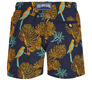 Men Classic Embroidered - Men Swim Trunks Embroidered 1998 Les Perroquets - Limited Edition, Navy back view