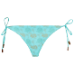 Women Classic brief Printed - Women Bikini Bottom Mini Brief to be tied Iridescent Flowers of Joy, Lazulii blue front view
