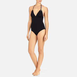 Femme Une Pièce Uni - Maillot une pièce Néoprène Uni, Noir frontworn Femme Une Pièce Uni - Maillot une pièce Néoprène Uni, Noir frontworn