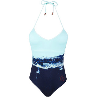 Femme UNE PIECE Imprimé - Maillot de bain une pièce décolleté en V Femme Monaco Marine 360°, Unique front Femme UNE PIECE Imprimé - Maillot de bain une pièce décolleté en V Femme Monaco Marine 360°, Unique front