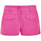 女款 Others 纯色 - 女士纯色亚麻百慕大短裤 - Vilebrequin x JCC+ 合作款 - 限量版, Pink polka jcc 正面图
