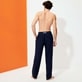 Hombre Autros Liso - Pantalón de lino liso para hombre, Azul marino detalles vista 4