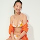Mujer Tríangulo Estampado - Top de bikini con copas de triángulo y estampado Kaleidoscope para mujer, Camellia detalles vista 3
