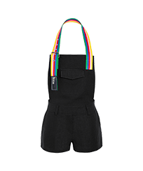 女士彩虹色细节黑色短款连体衣 - Vilebrequin x JCC+ 合作款 - 限量版 Black 正面图