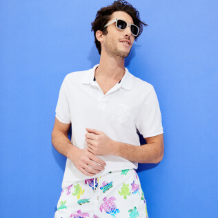Homme AUTRES Brodé - Polo en Piqué de Coton homme uni, Blanc supp1 Homme AUTRES Brodé - Polo en Piqué de Coton homme uni, Blanc supp1