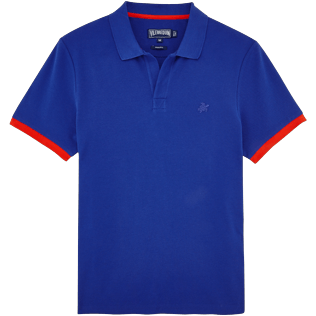 Hombre Camisa de polo Liso - Polo de piqué de algodón liso para hombre, Azul neptuno front Hombre Camisa de polo Liso - Polo de piqué de algodón liso para hombre, Azul neptuno front