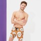 Men Ultra-light classique Printed - Men Swimwear Ultra-light and packable 1979 Anemones, Apricot front worn view