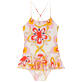Girls Others Printed - Girls One-piece Swimsuit Kaleidoscope, Camellia front view Girls Others Printed - Girls One-piece Swimsuit Kaleidoscope, Camellia front view