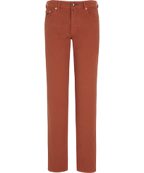 Men 5-Pockets printed Denim Pants Micro Dot Rust front view