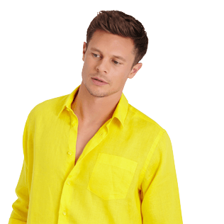 Hombre Autros Liso - Camisa de lino lisa para hombre, Buttercup yellow supp1 Hombre Autros Liso - Camisa de lino lisa para hombre, Buttercup yellow supp1