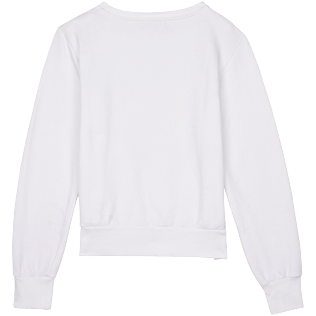 Women Others Solid - Women Cotton Rhinestone Sweatshirt, Off white back view